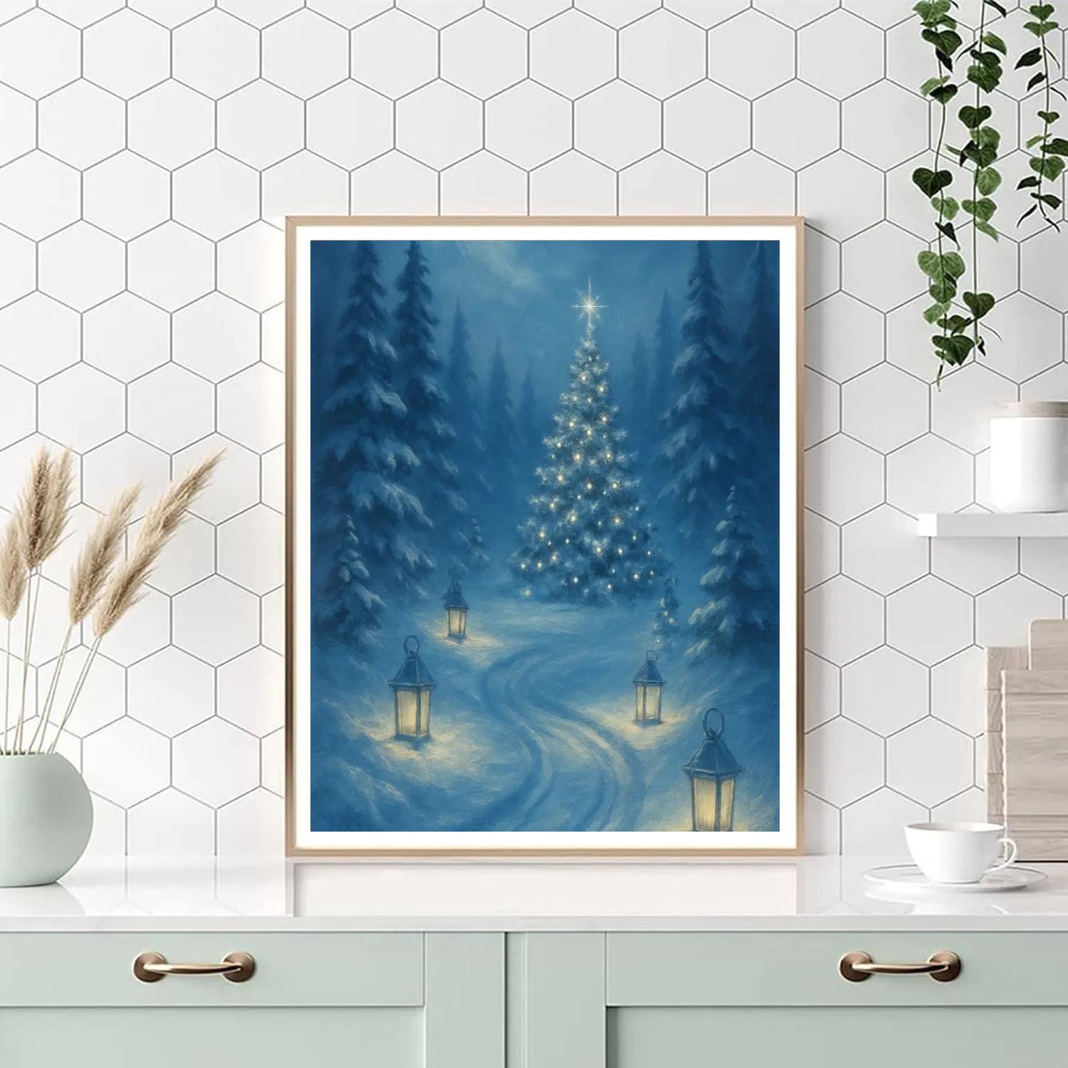Frosted Pine Lantern Path DIY paint by numbers