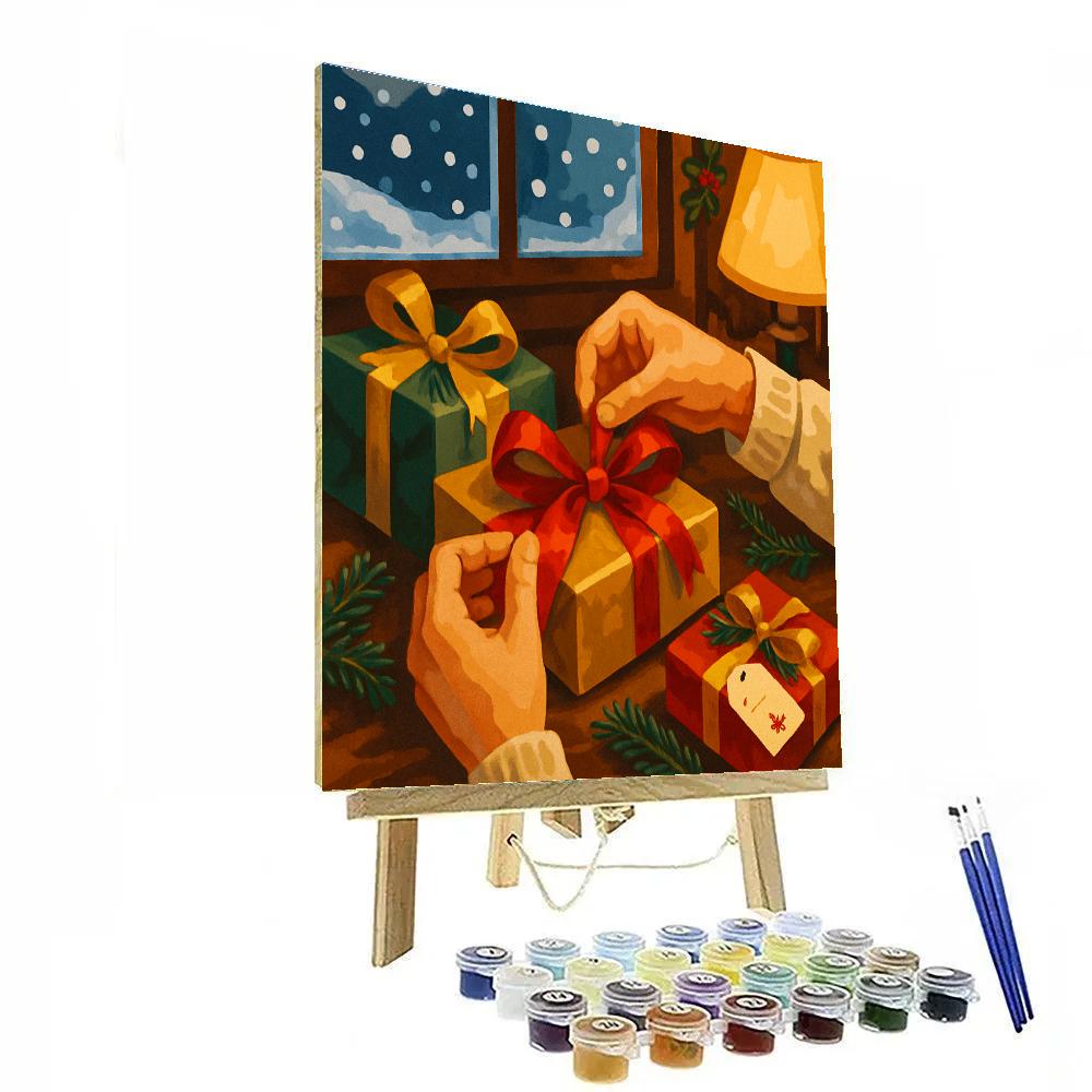 Festive Ribbon Wrapping paint by number
