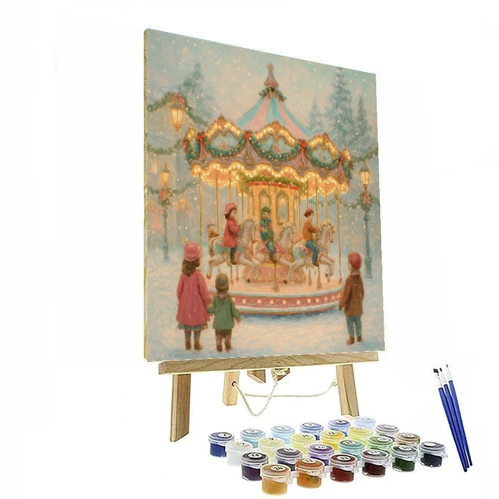 Snowy Carousel Night Celebration Painting by numbers kit