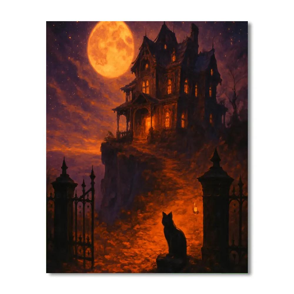 Starlit Mansion Overlook Painting by numbers kit