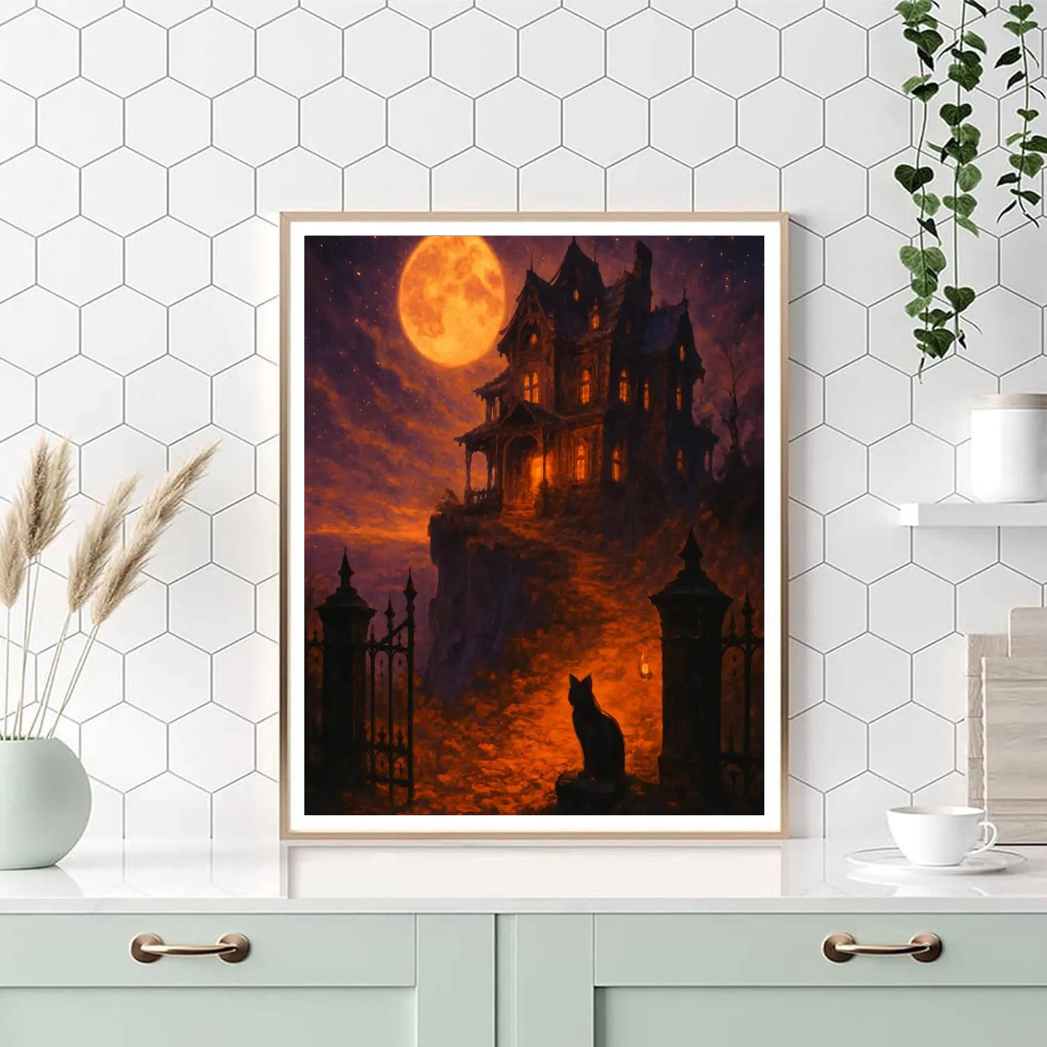 Starlit Mansion Overlook Painting by numbers kit