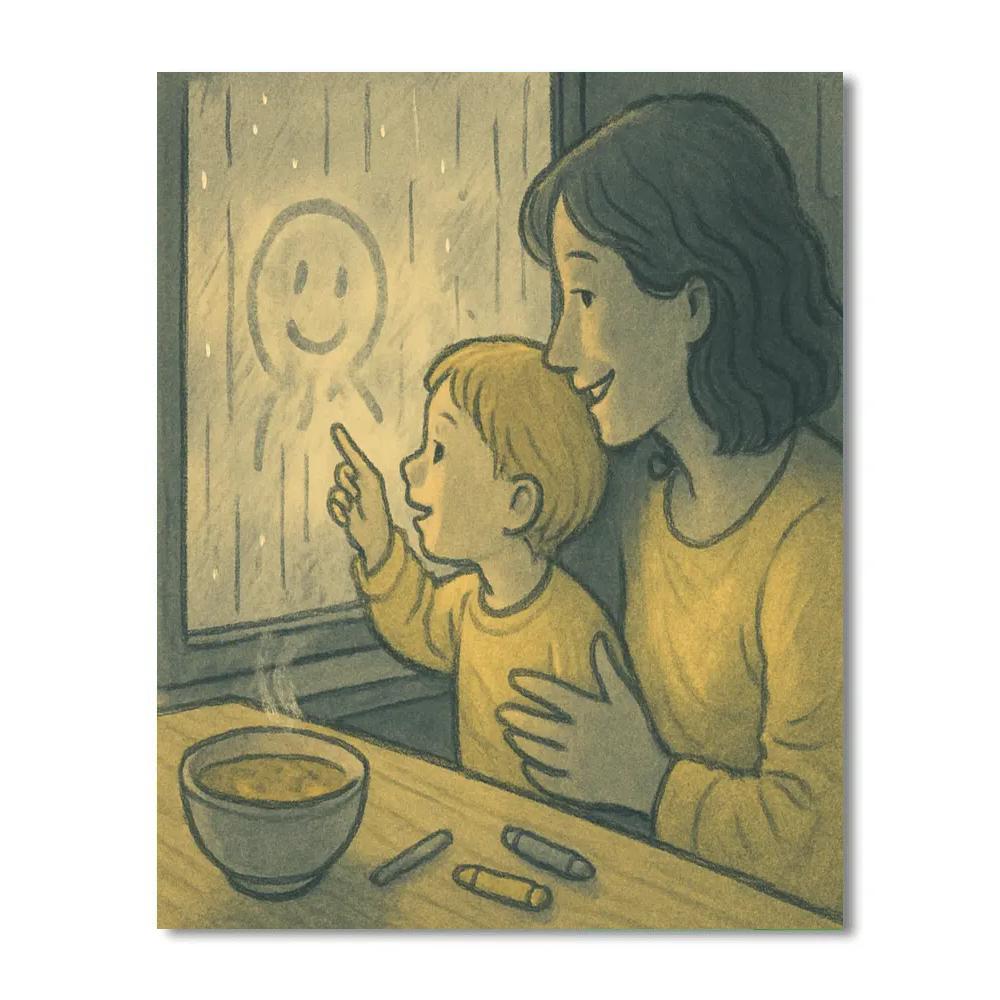 Rainy Day Window Drawing With Mom Number painting