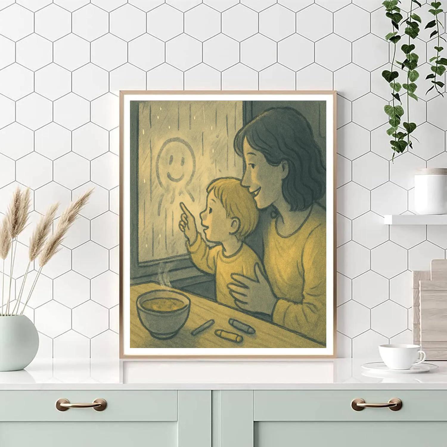 Rainy Day Window Drawing With Mom Number painting