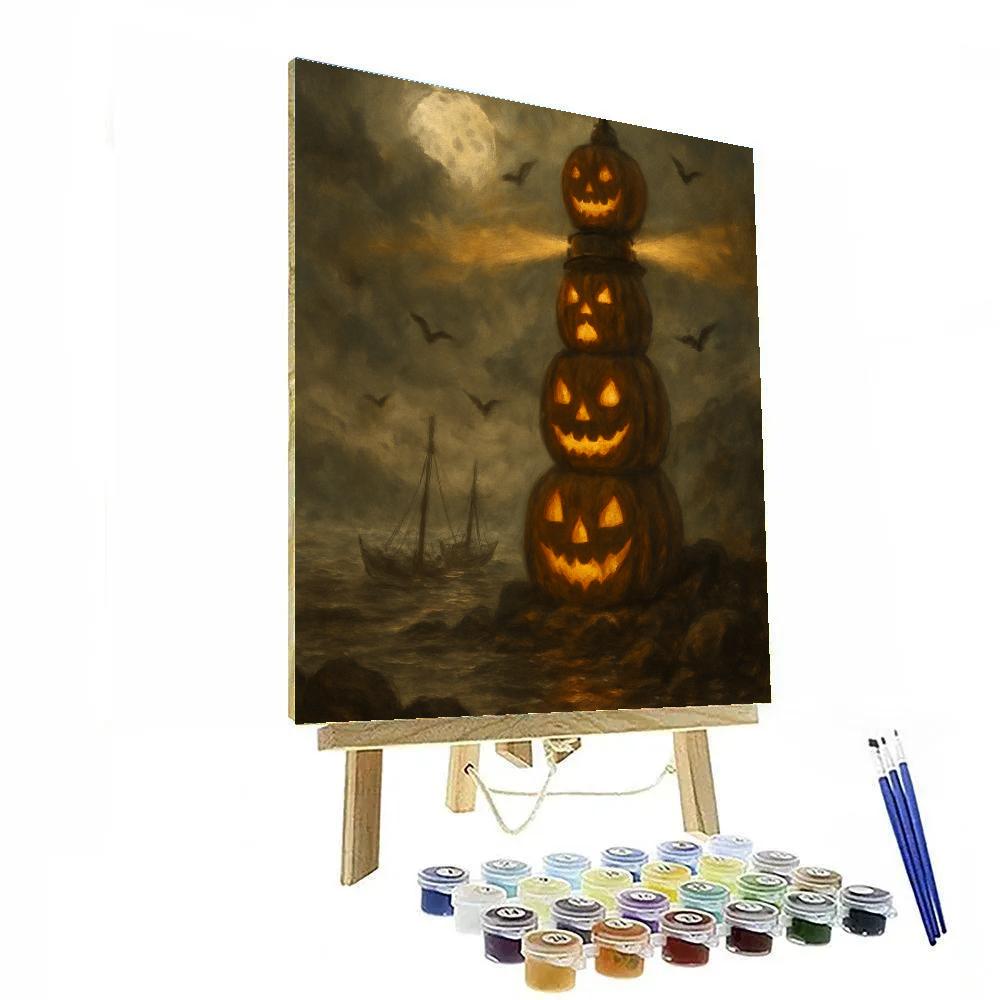 Pumpkin Lighthouse Of Hollow Bay Number painting