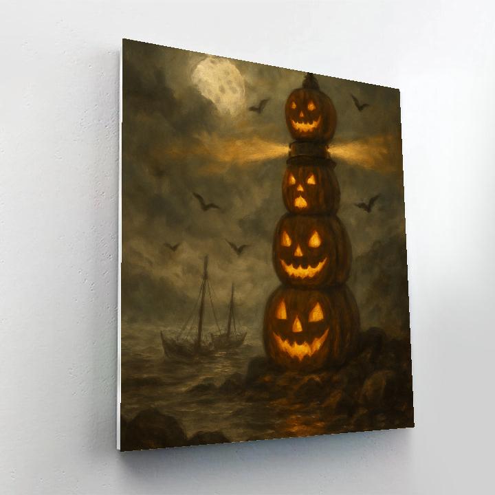 Pumpkin Lighthouse Of Hollow Bay Number painting