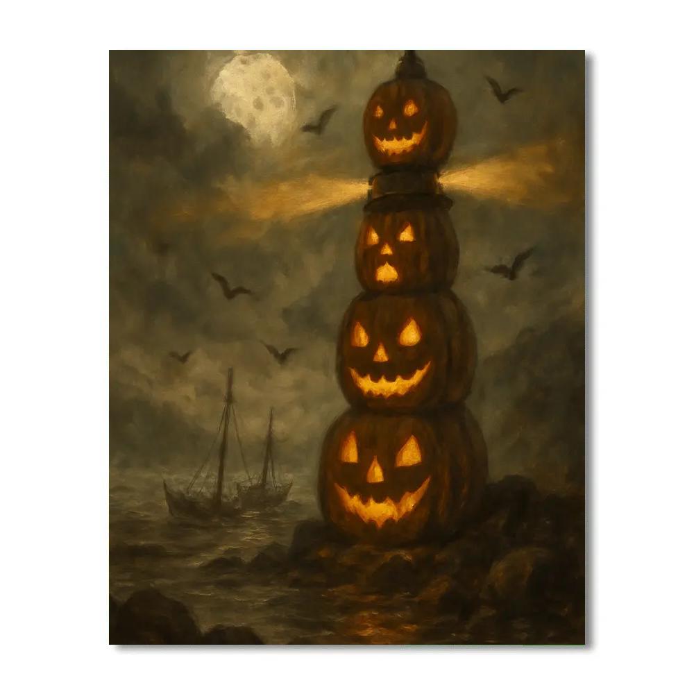 Pumpkin Lighthouse Of Hollow Bay Number painting