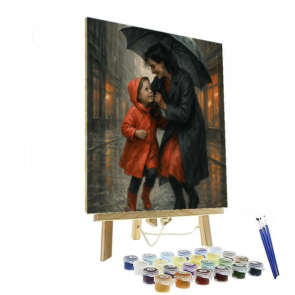 Mothers Protective Umbrella Walk Paint by numbers art