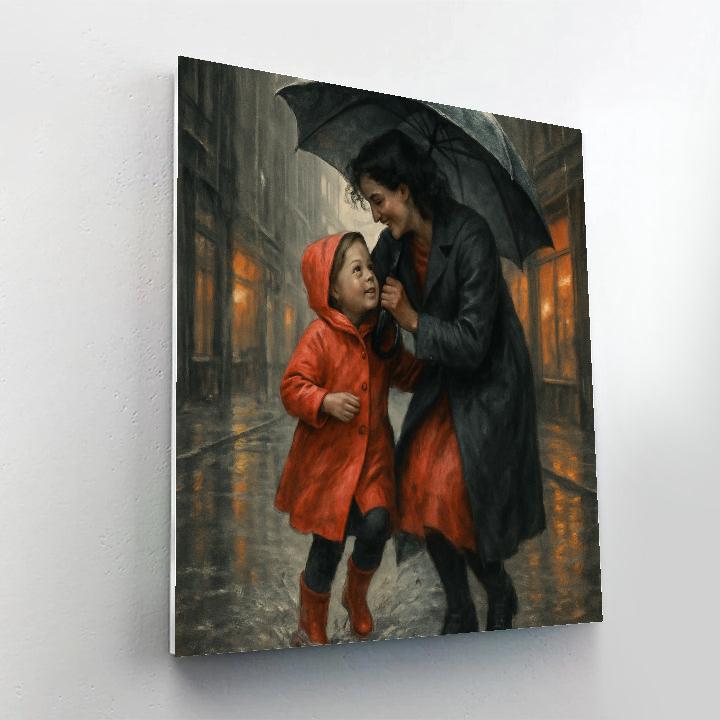 Mothers Protective Umbrella Walk Paint by numbers art