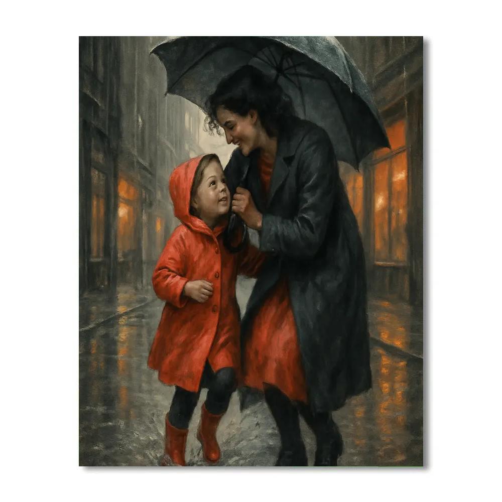 Mothers Protective Umbrella Walk Paint by numbers art