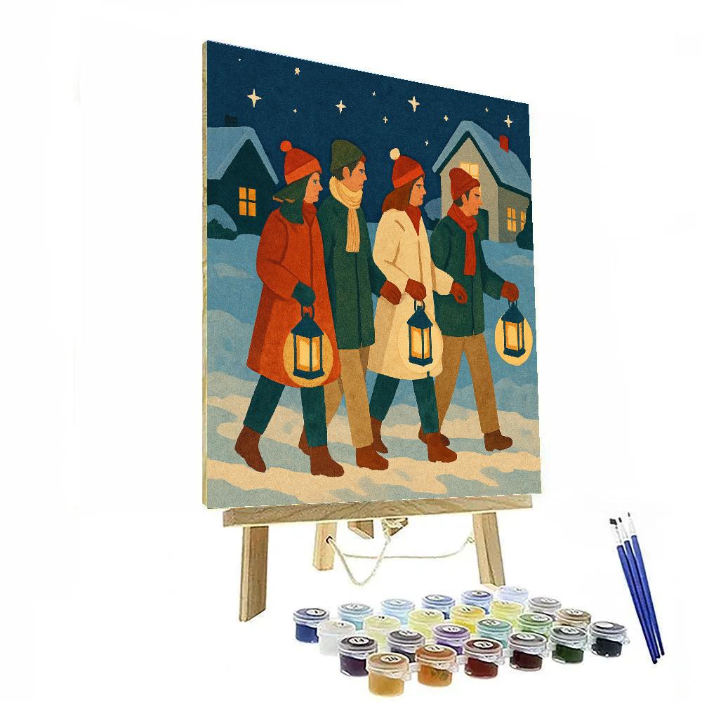 Silent Night Lantern Walk Numbered painting kits