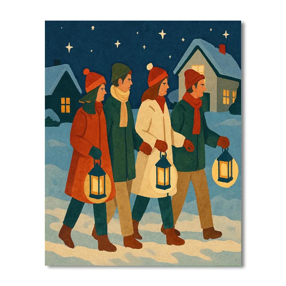 Silent Night Lantern Walk Numbered painting kits