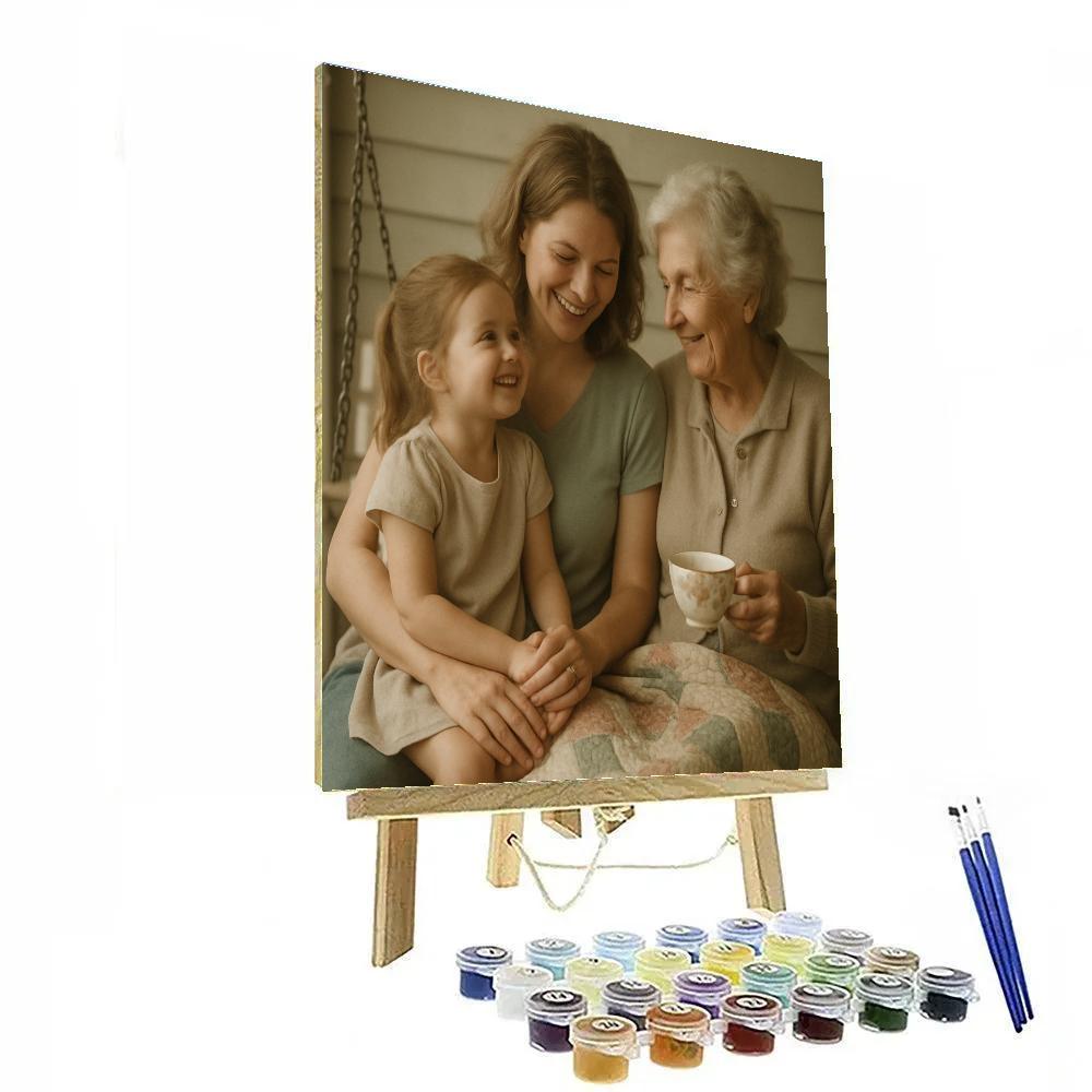 Grandmother Mother And Child Three Generations painting number kit