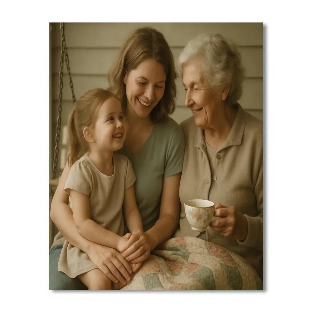 Grandmother Mother And Child Three Generations painting number kit