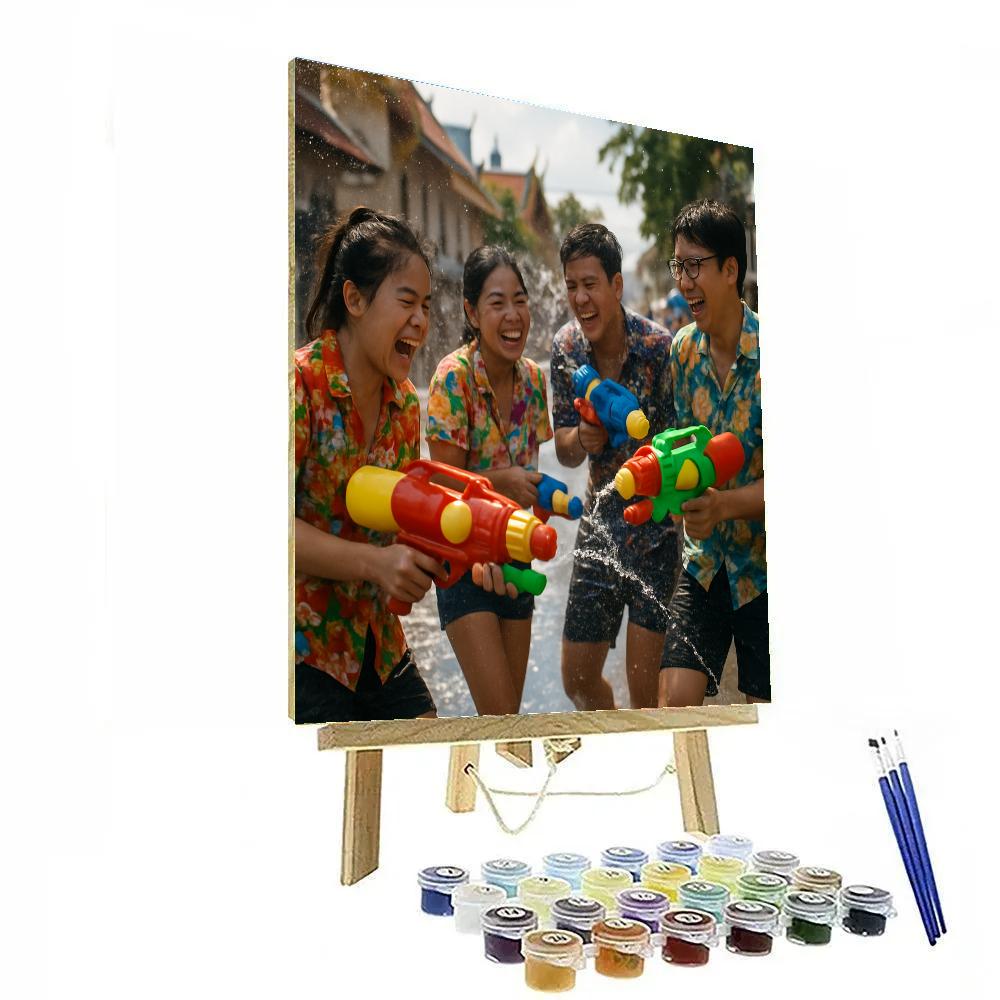 Colorful Water Splash Songkran Festival Painting by numbers kit