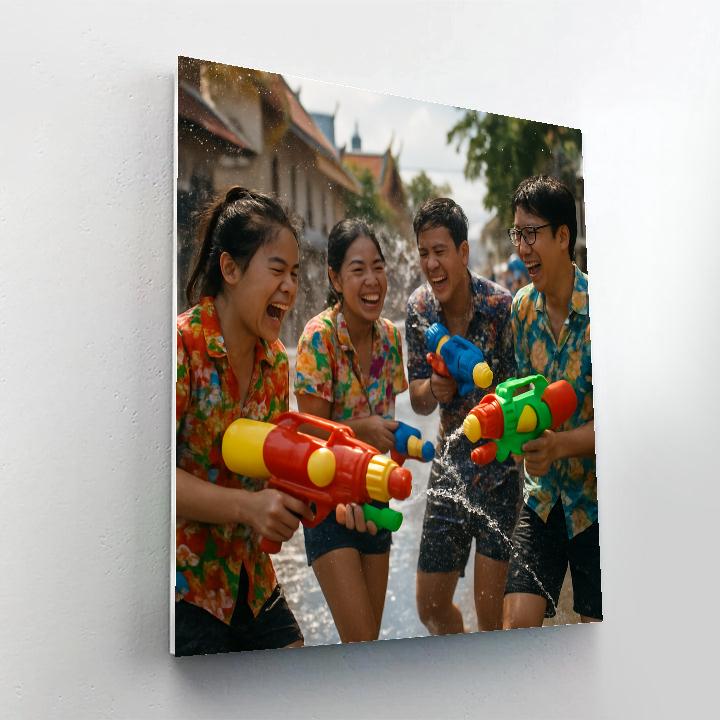 Colorful Water Splash Songkran Festival Painting by numbers kit