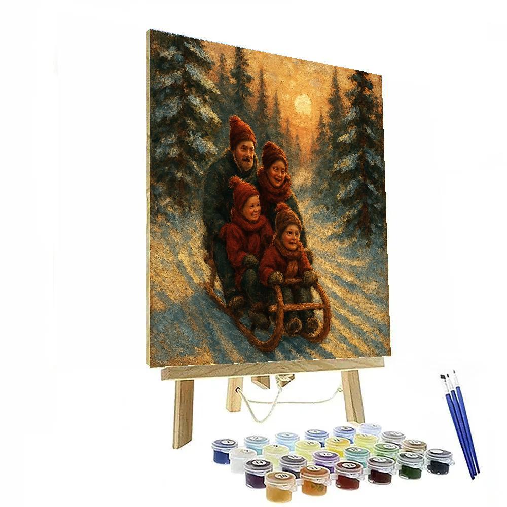 Nordic Sled Ride Through Pines Numbered painting kits