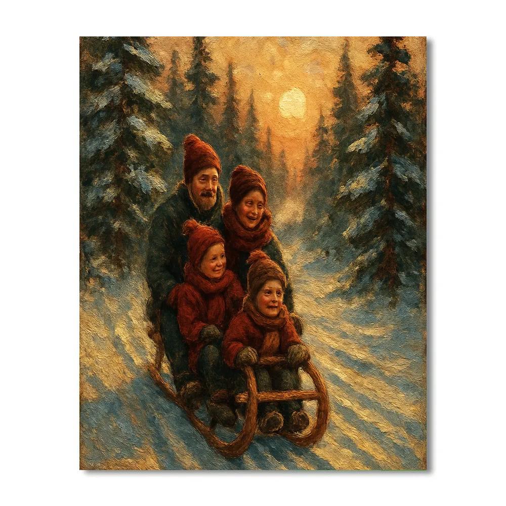 Nordic Sled Ride Through Pines Numbered painting kits