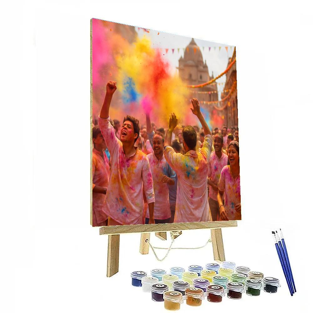 Traditional Holi Festival Powder Burst paint by number