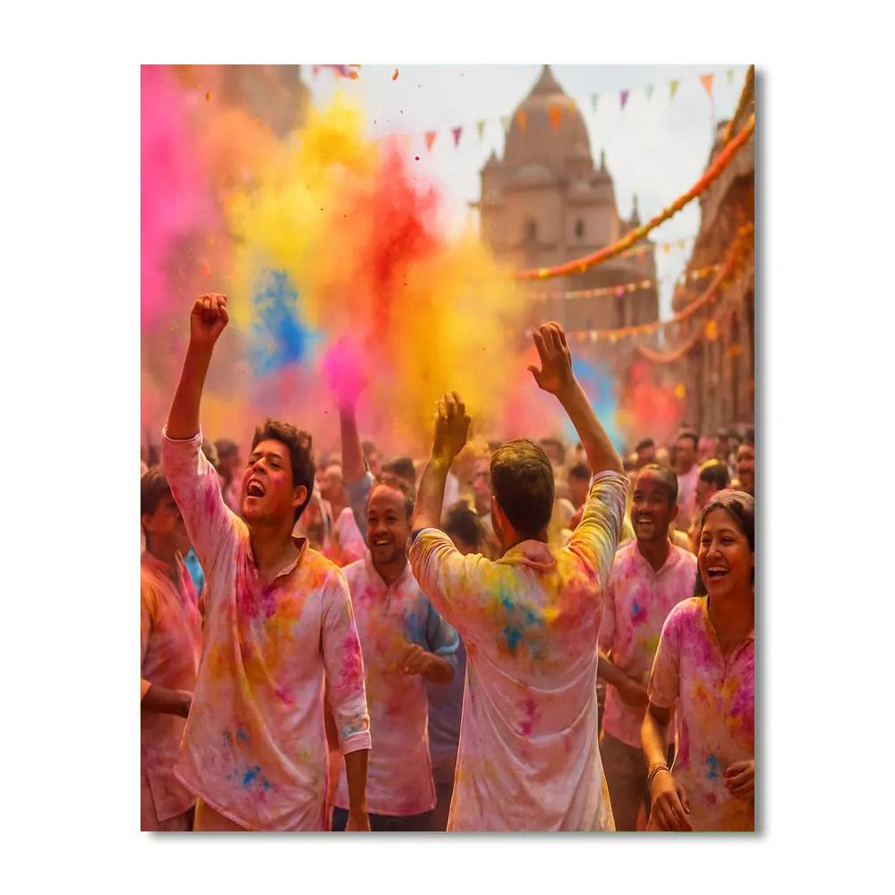 Traditional Holi Festival Powder Burst paint by number
