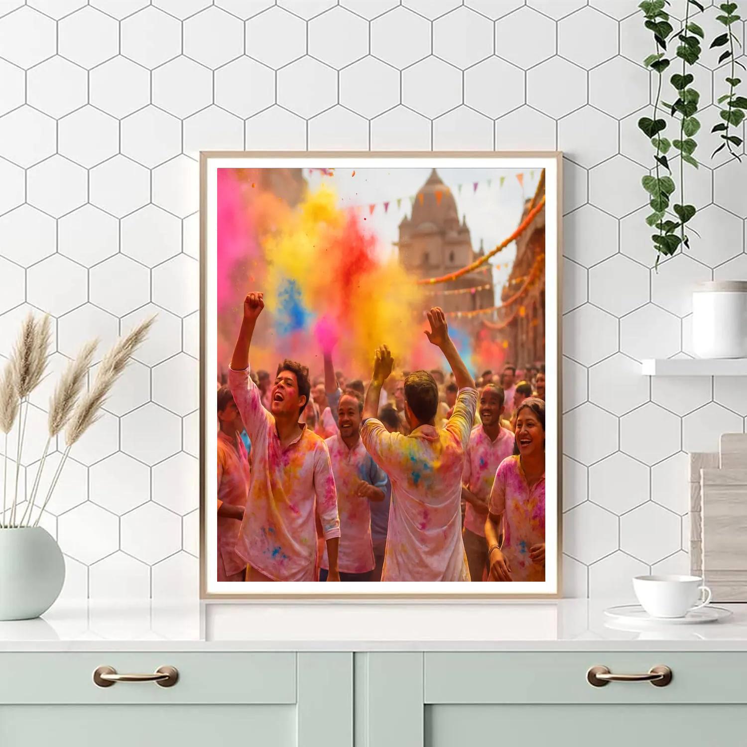 Traditional Holi Festival Powder Burst paint by number