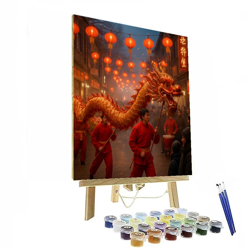 Lunar New Year Dragon Dance Street Festival paint by number
