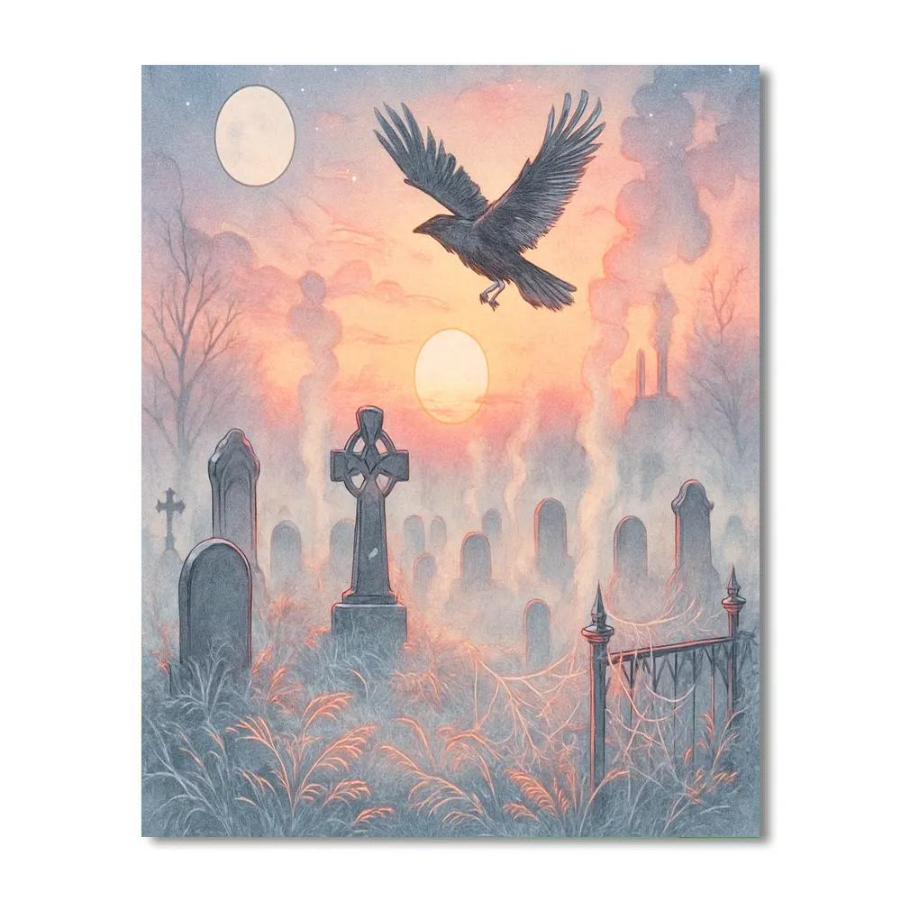 Frosted Graveyard Sunrise DIY paint by numbers