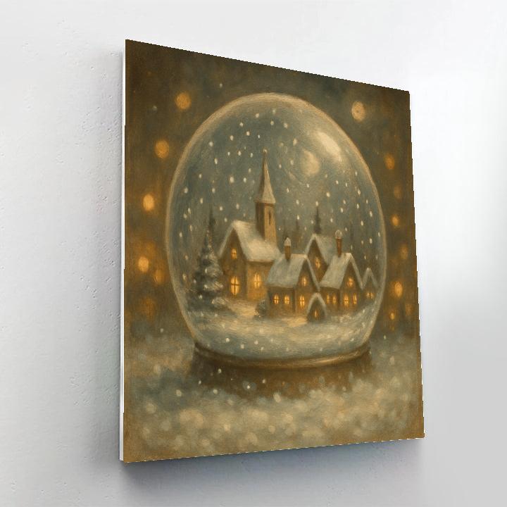 Snow Globe Village Reflection DIY paint by numbers