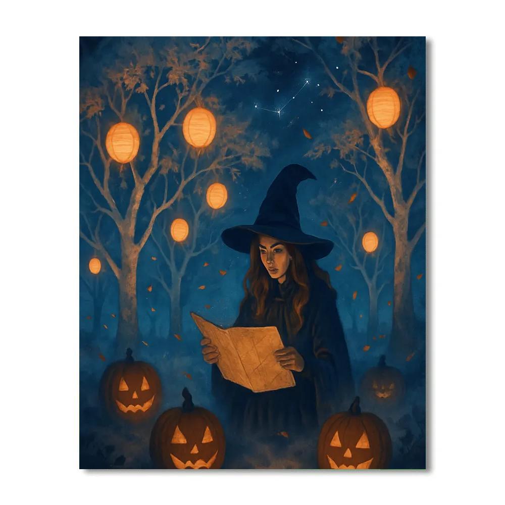 Moonlit Lantern Orchard painting number kit