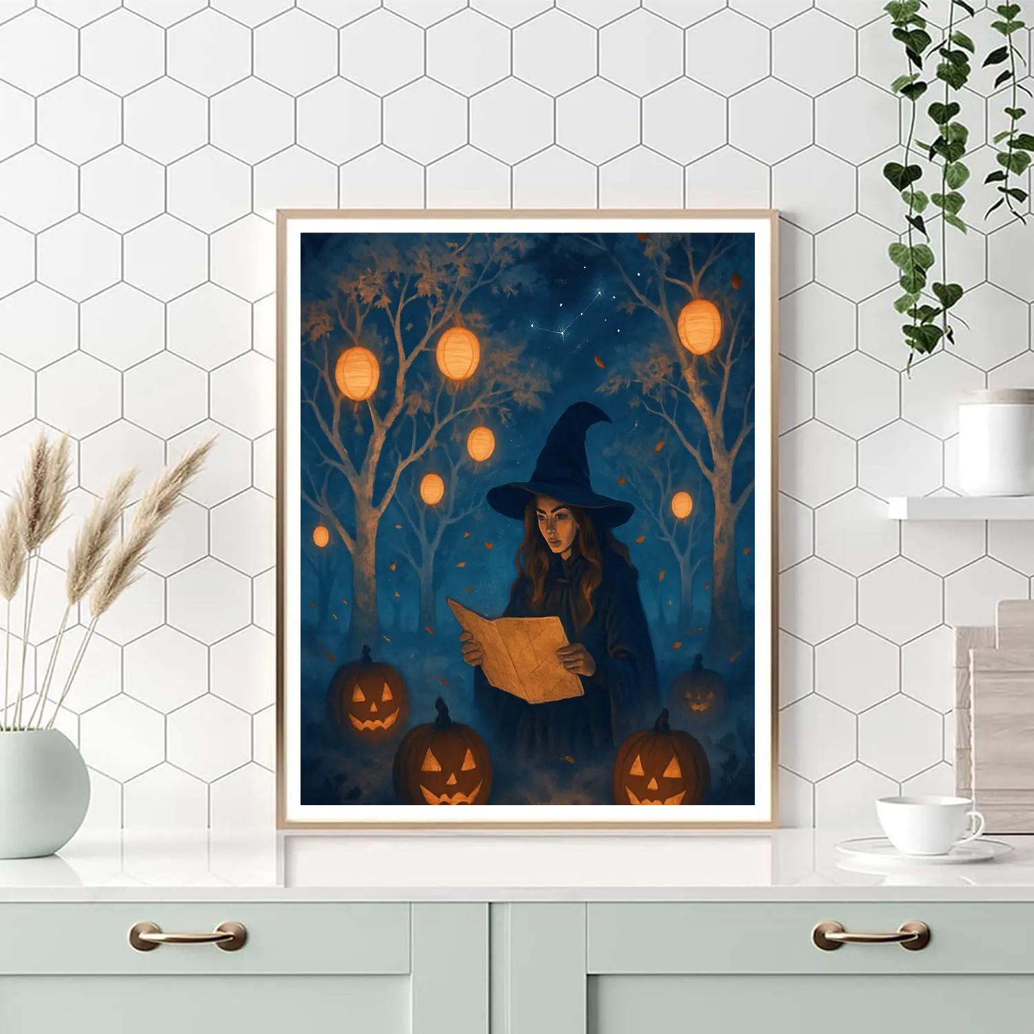 Moonlit Lantern Orchard painting number kit