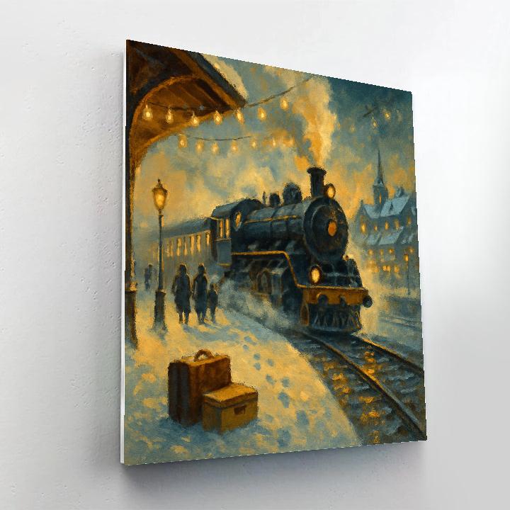 Frosted Train Station Holiday Departure paint by color