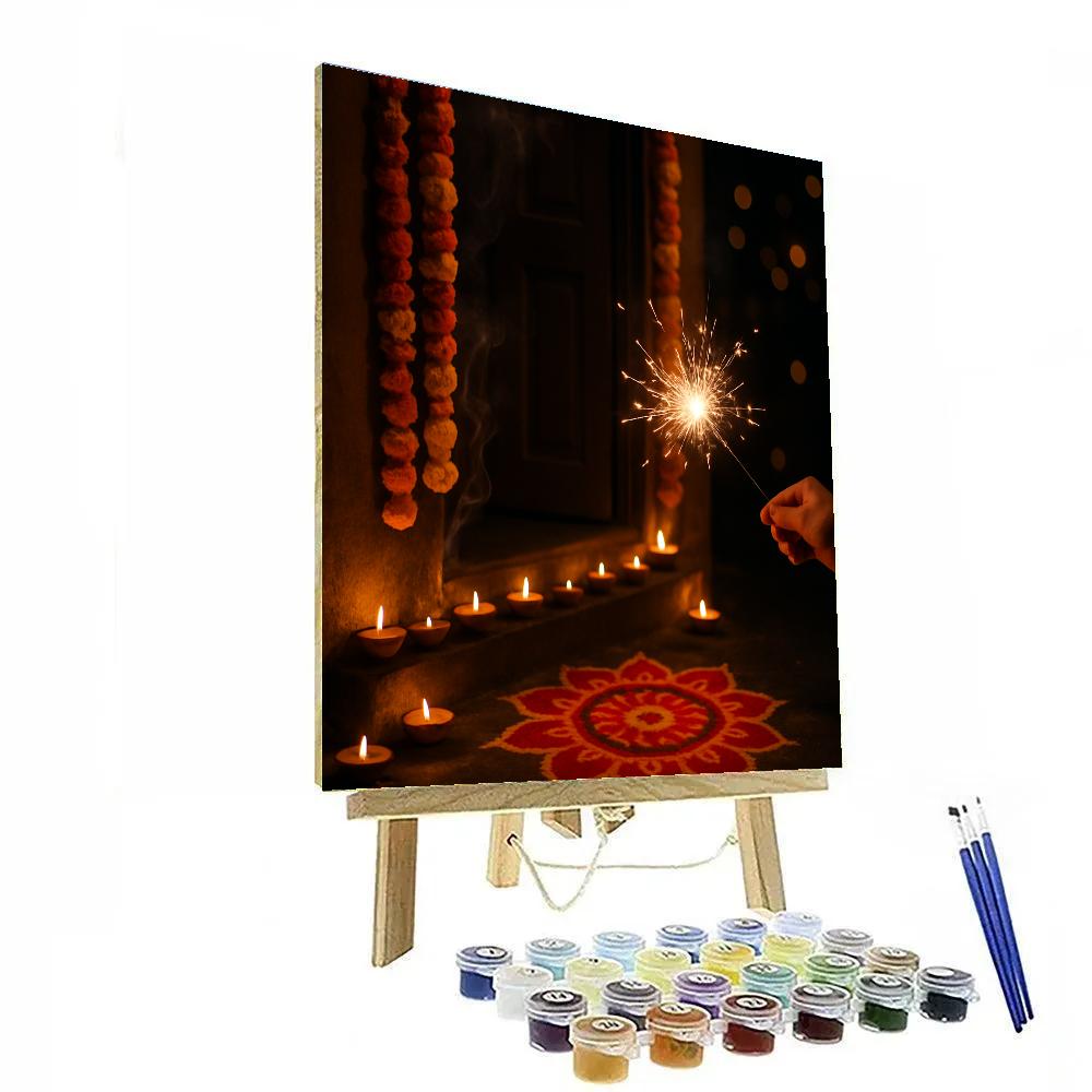 Diwali Night Doorstep Festivity paint by numbers