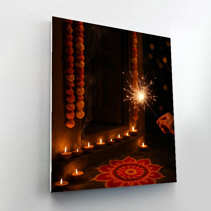 Diwali Night Doorstep Festivity paint by numbers