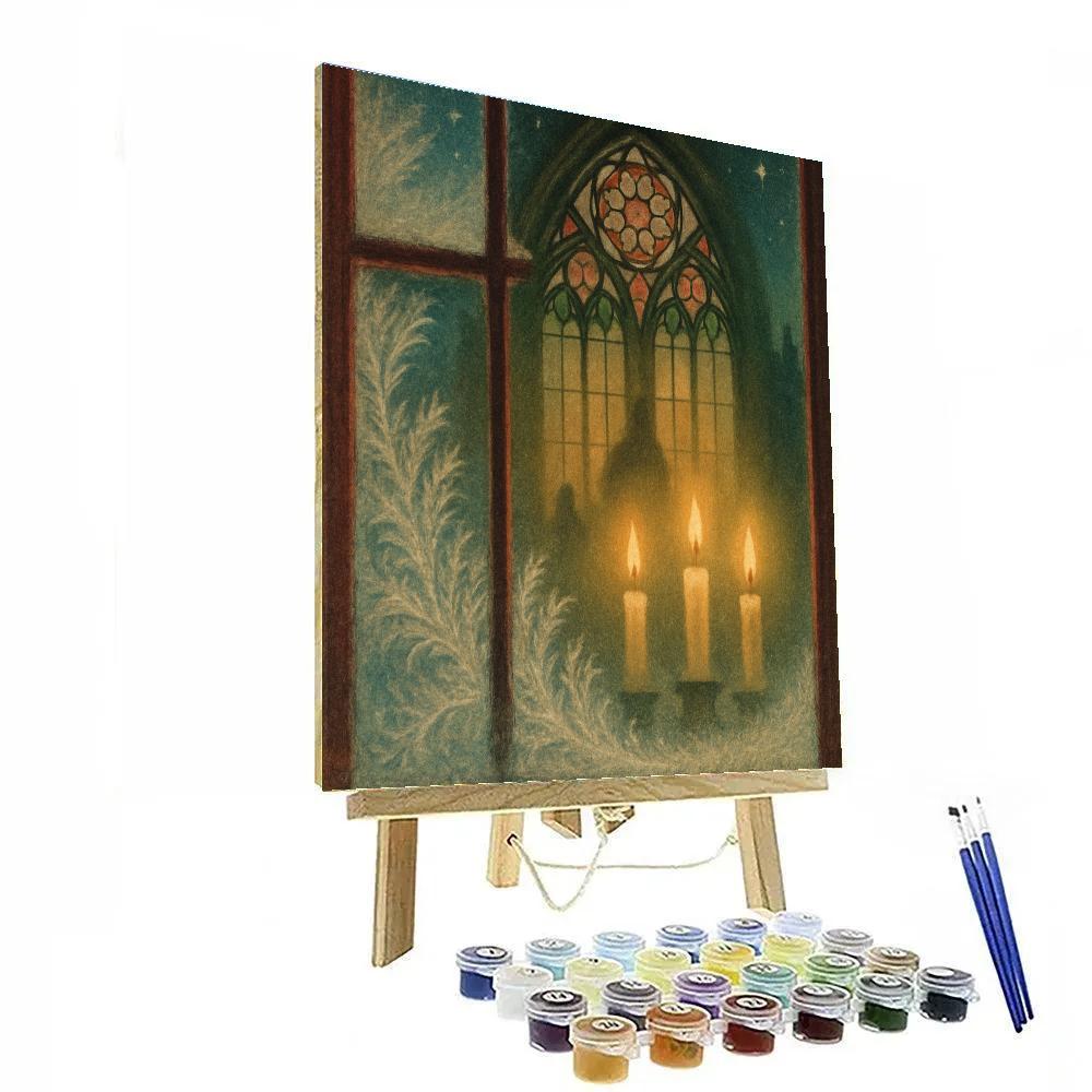 Holiday Window Cathedral Reflection paint by numbers