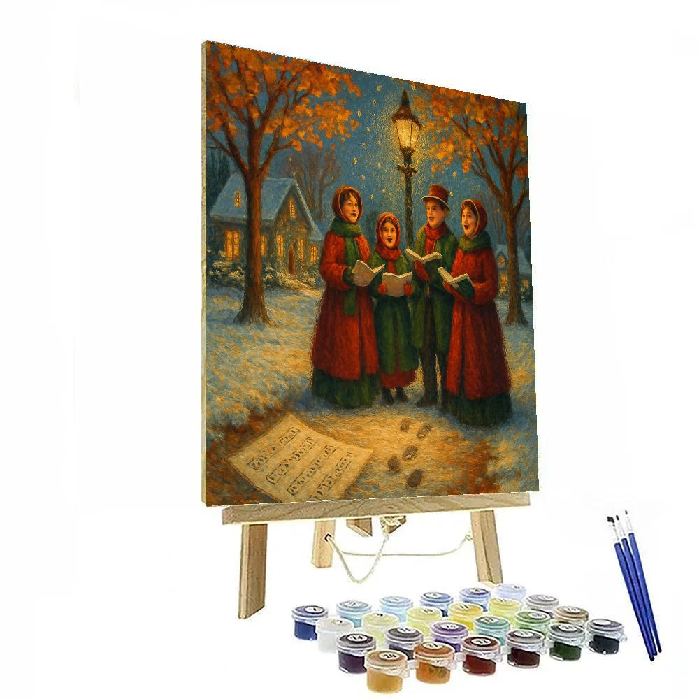 Maple Lane Carolers In Snow painting number kit