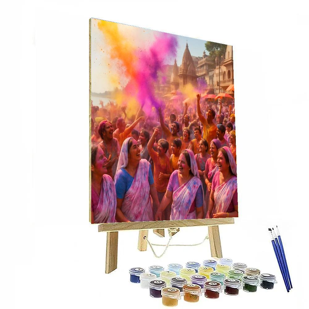 Vibrant Holi Festival Celebration Numbered painting kits