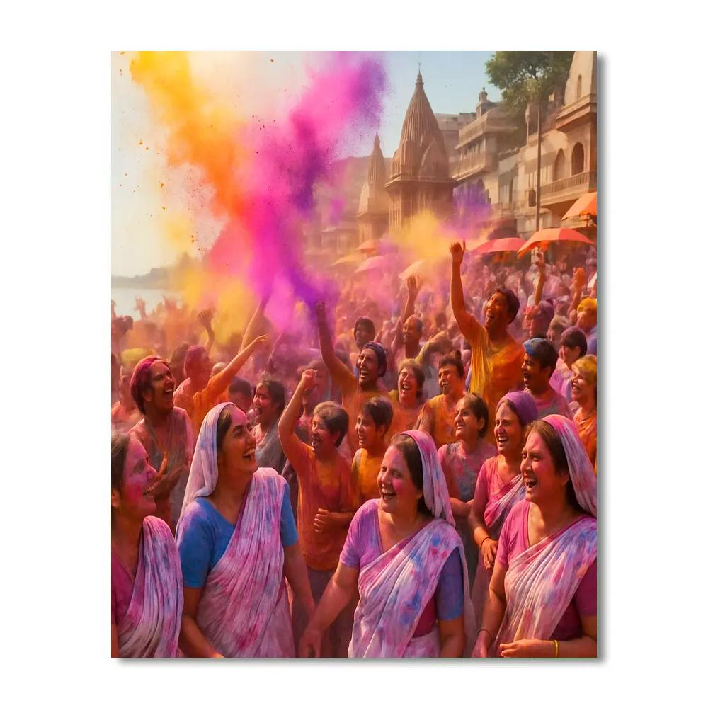 Vibrant Holi Festival Celebration Numbered painting kits