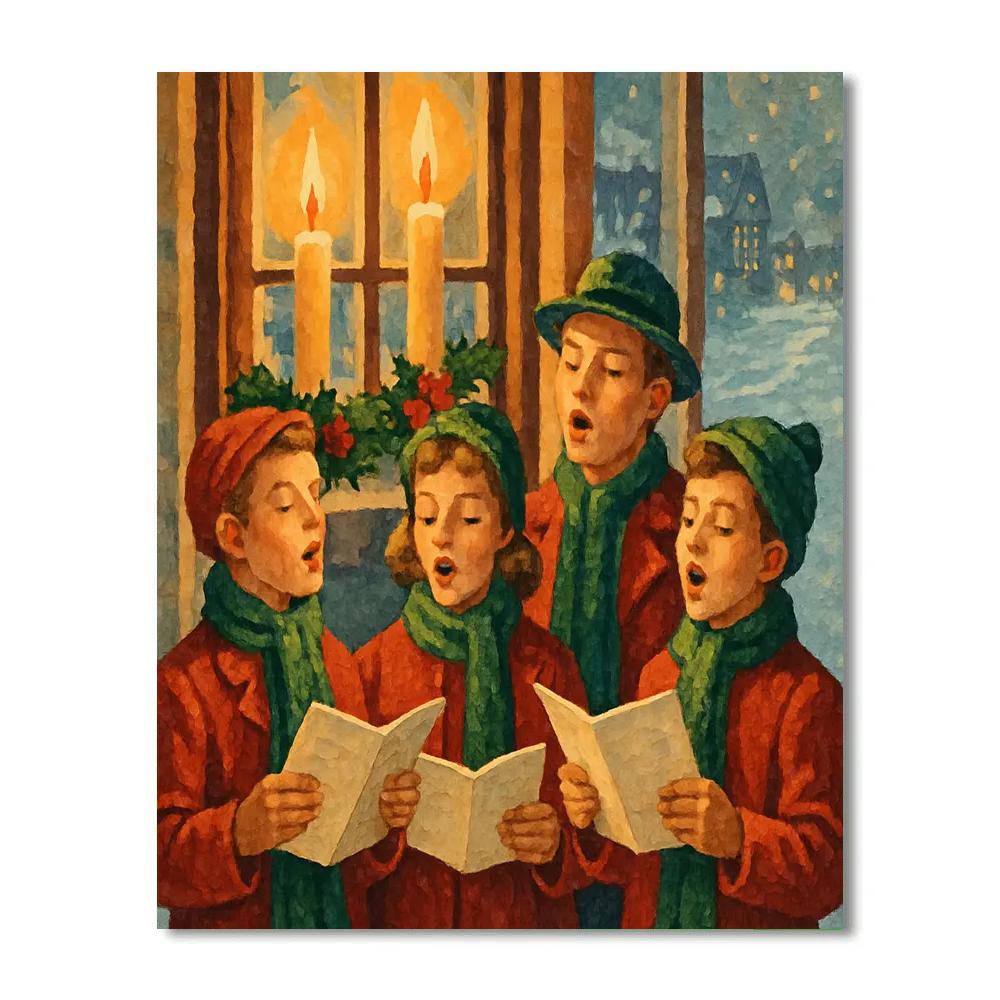 Carolers By Candle Glow Numbered painting kits