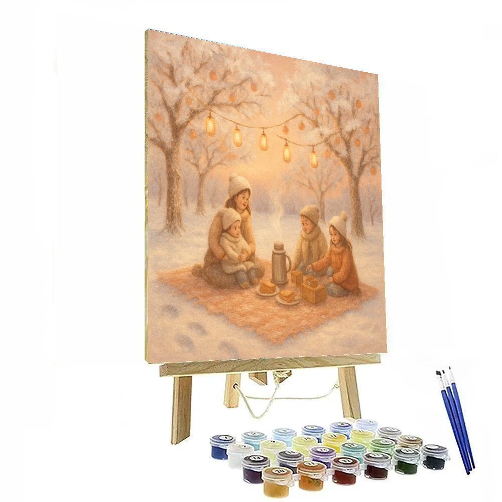 Snowy Orchard Lantern Picnic DIY paint by numbers