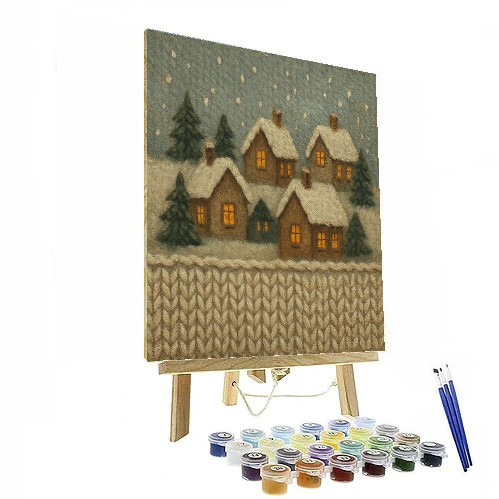Knitted Village Blanket Panorama painting number kit