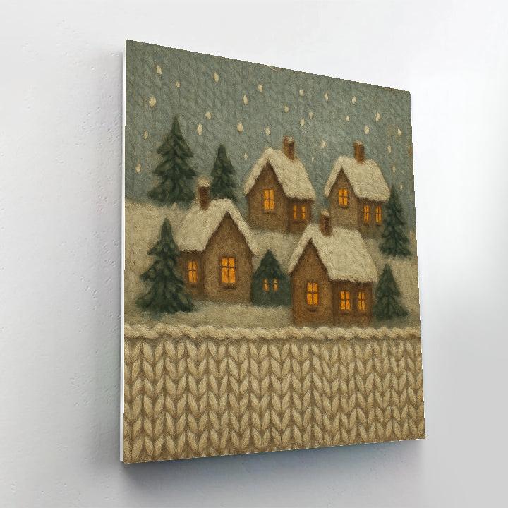Knitted Village Blanket Panorama painting number kit
