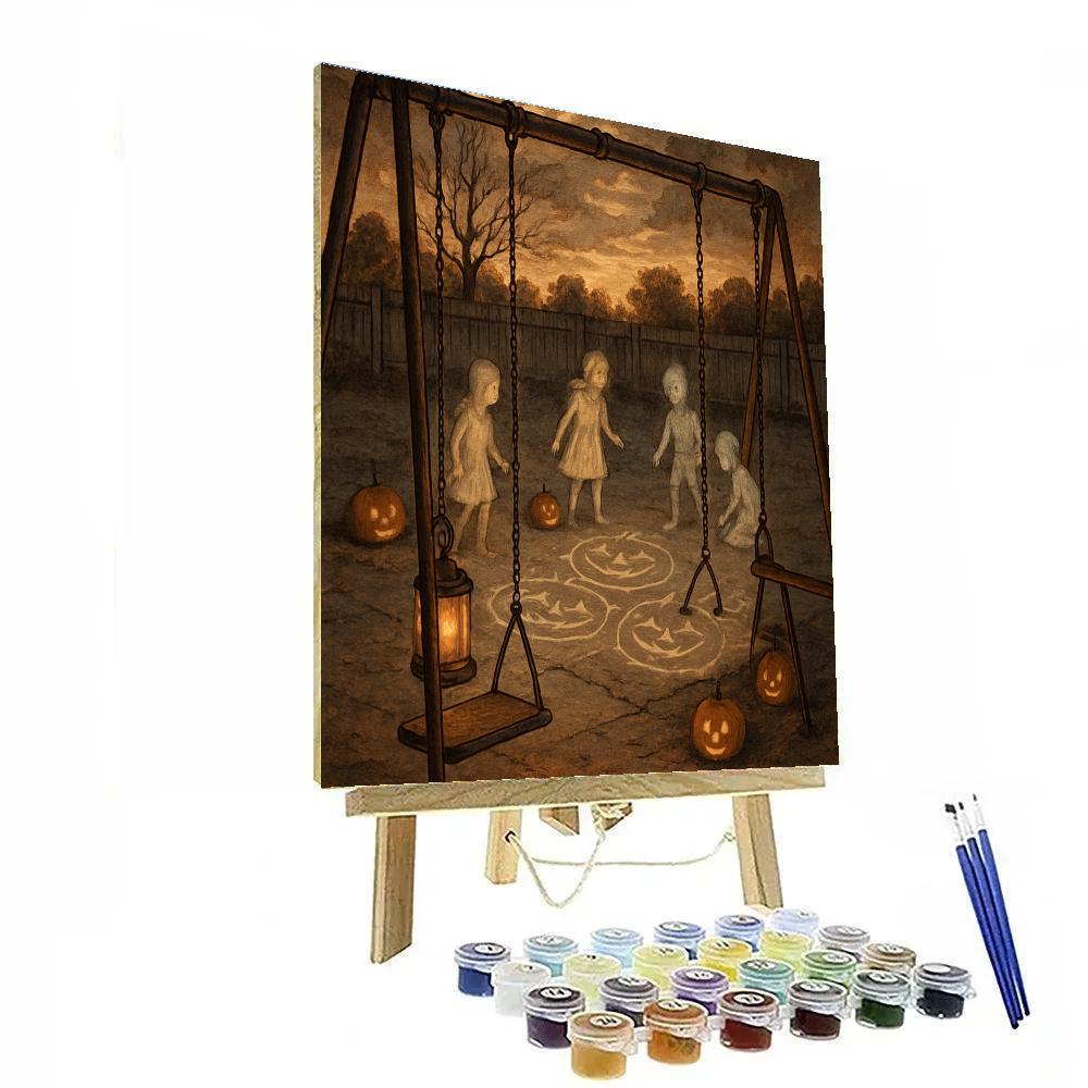 Sepia Hollow Schoolyard Paint by numbers art