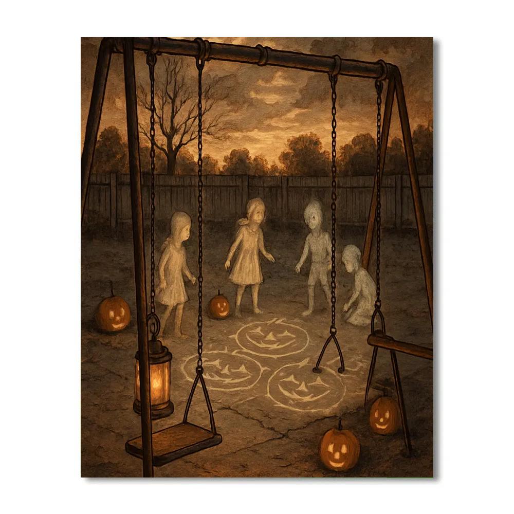 Sepia Hollow Schoolyard Paint by numbers art