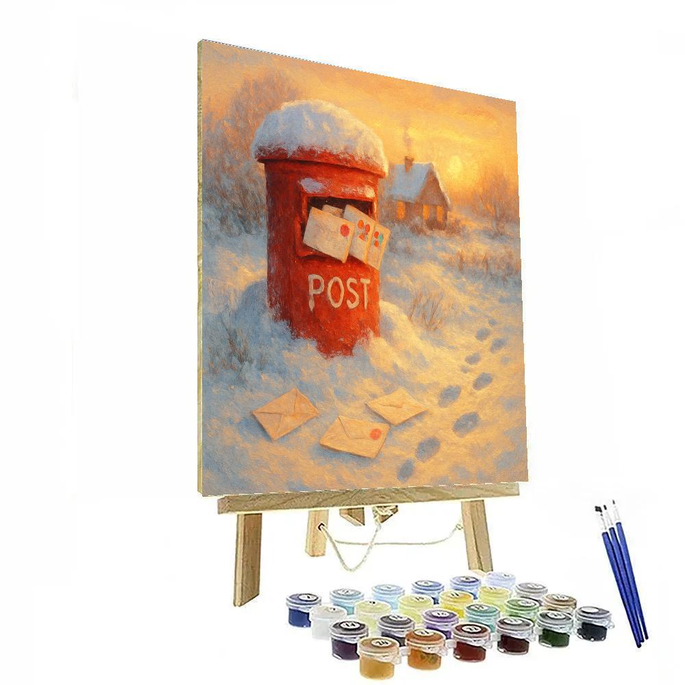 Snowbound Postbox Morning Delivery Number painting