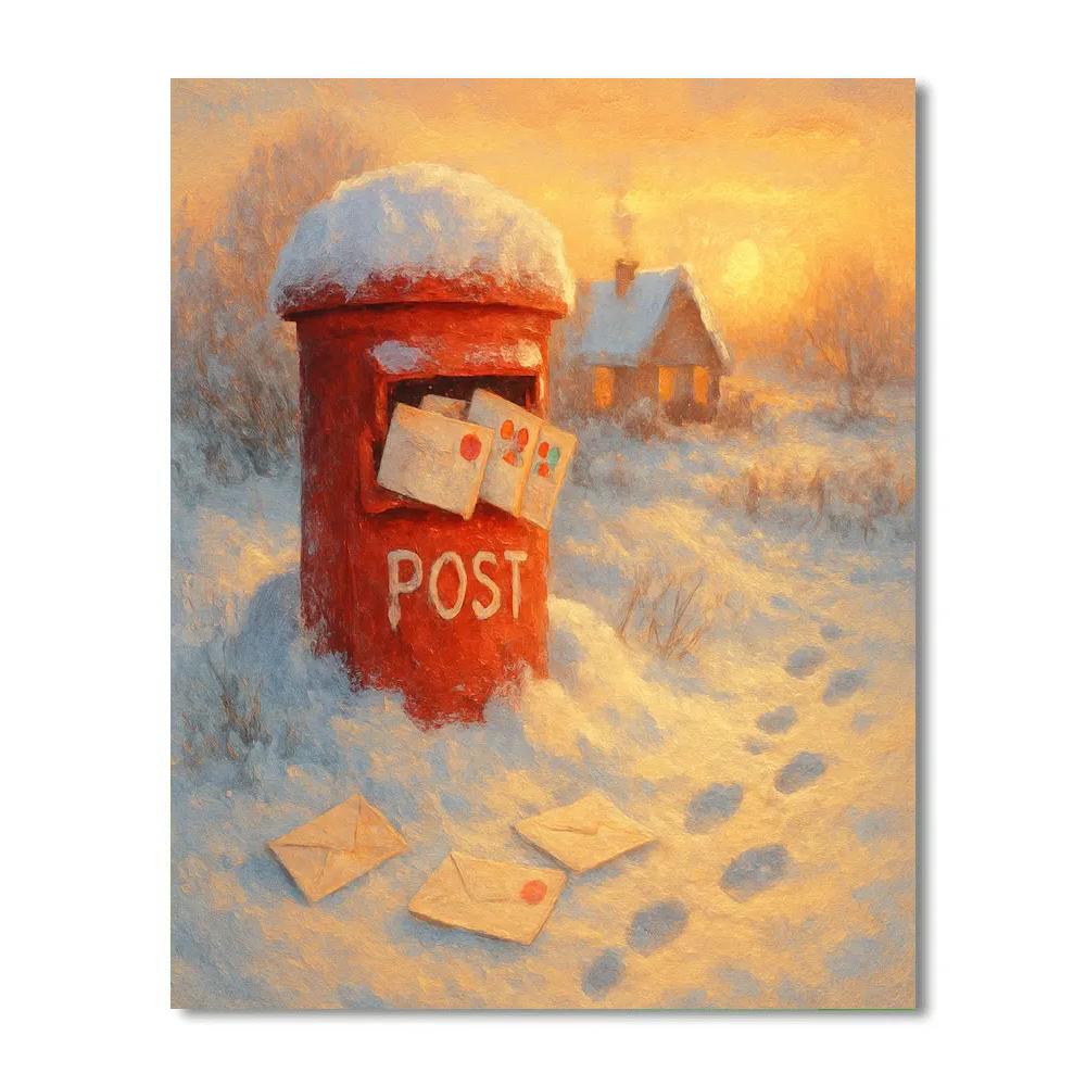 Snowbound Postbox Morning Delivery Number painting