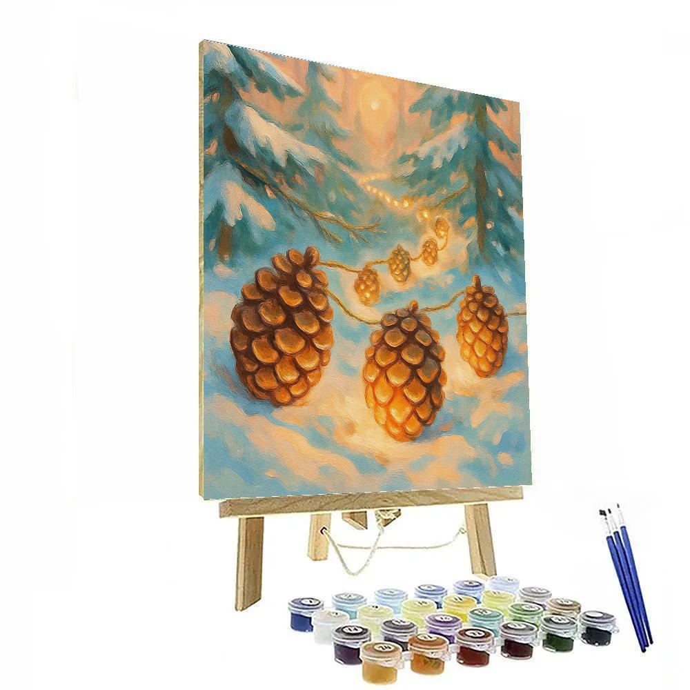 Pinecone Train Of Little Lights Painting by numbers kit
