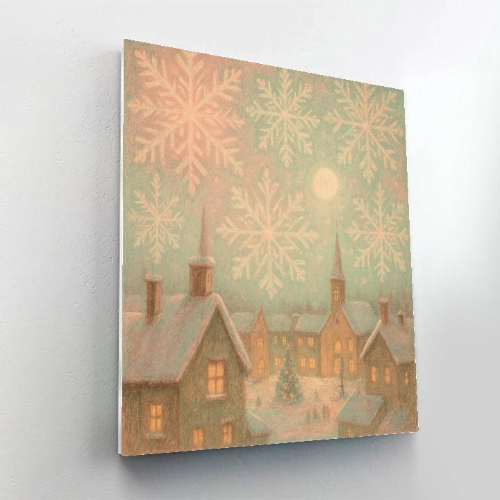 Snowflake Quilt Over Little Town DIY paint by numbers