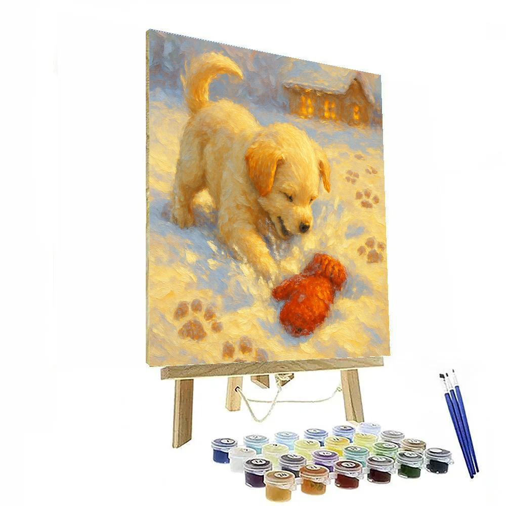 Puppy Snow Rescue Morning Paint by numbers art
