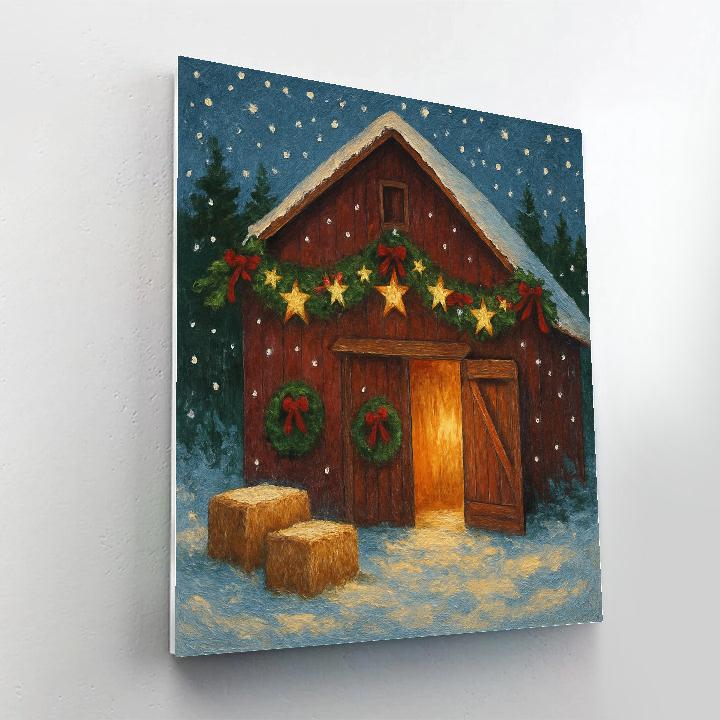 Star Garland Over Holiday Barn paint by numbers