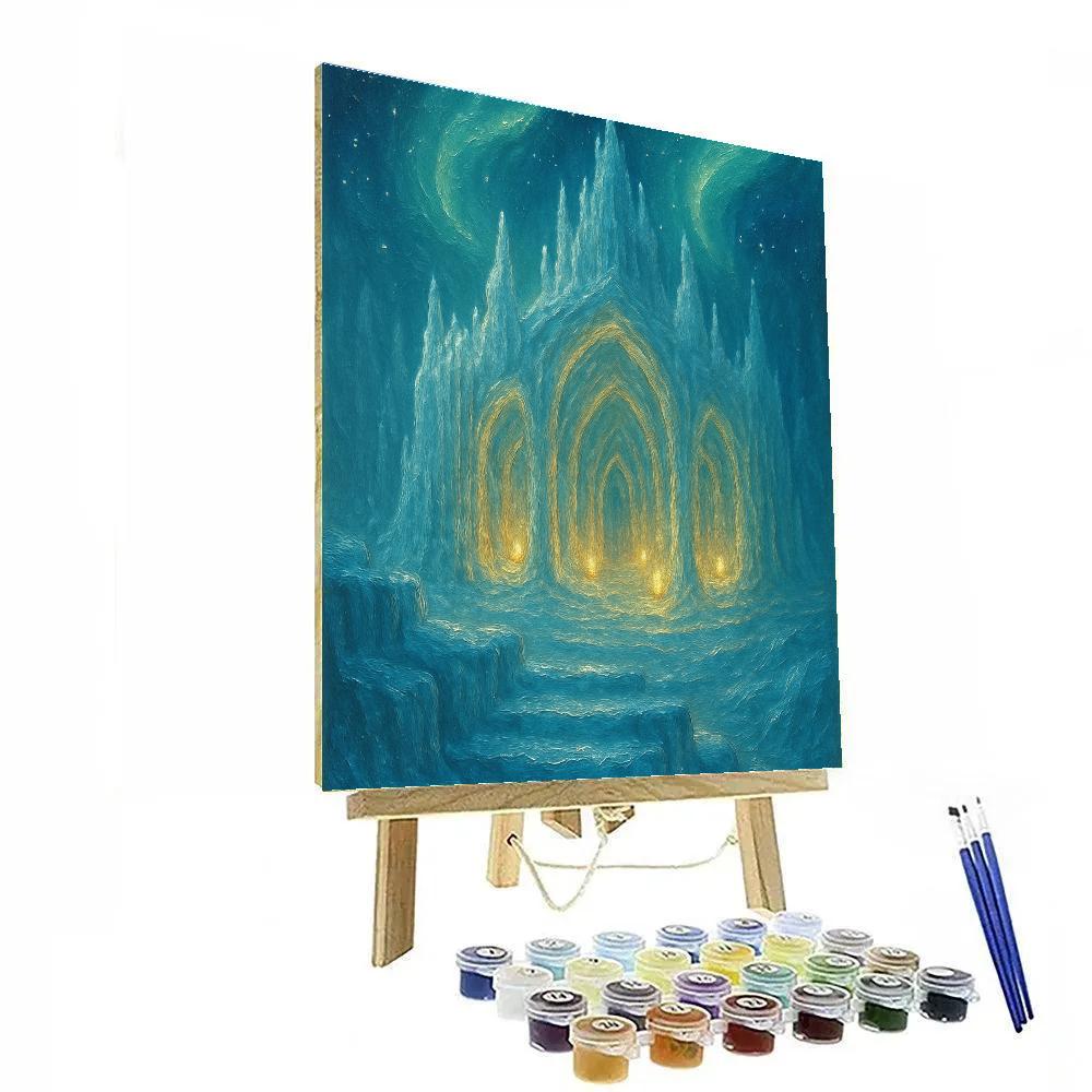 Glimmering Ice Cathedral Skyline Painting by numbers kit