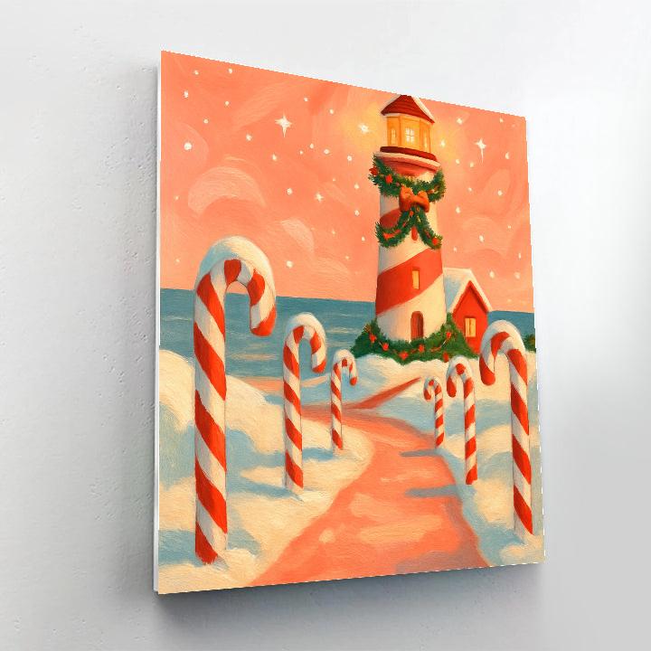 Candy Cane Lighthouse Lane Painting by numbers kit
